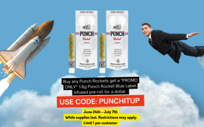 1.6g Punch Rocket Blue Label Infused Pre-Roll (w/ glass tip) for $0.01