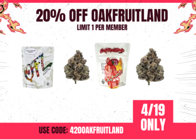4/19: 20% off Oakfruitland
